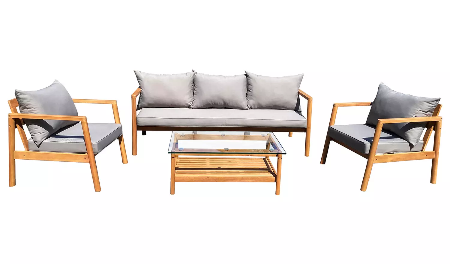 Habitat Hanson 5 Seater Wooden Garden Sofa Set Grey