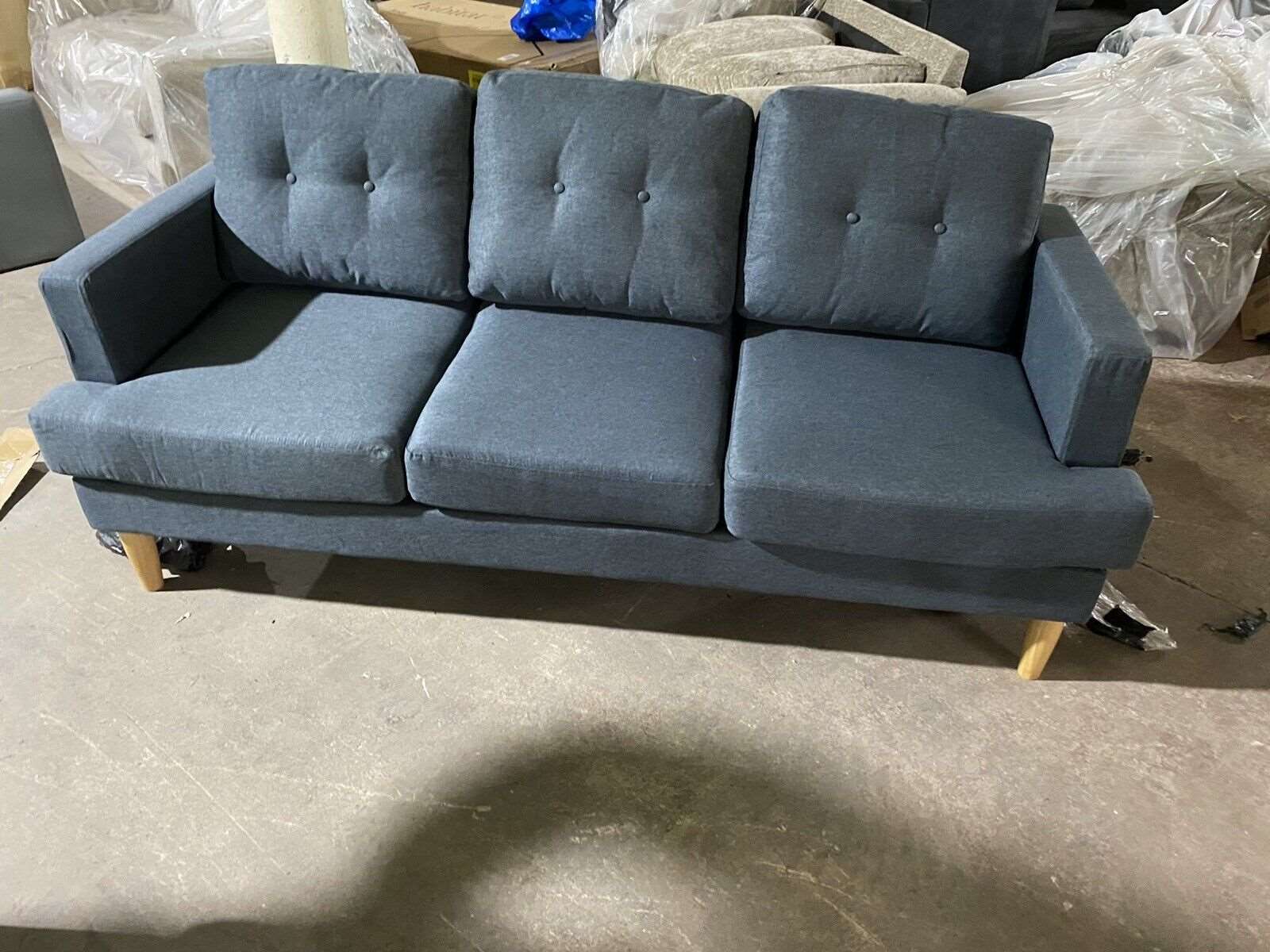 Habitat Joshua 3 Seater Fabric Sofa - Blue