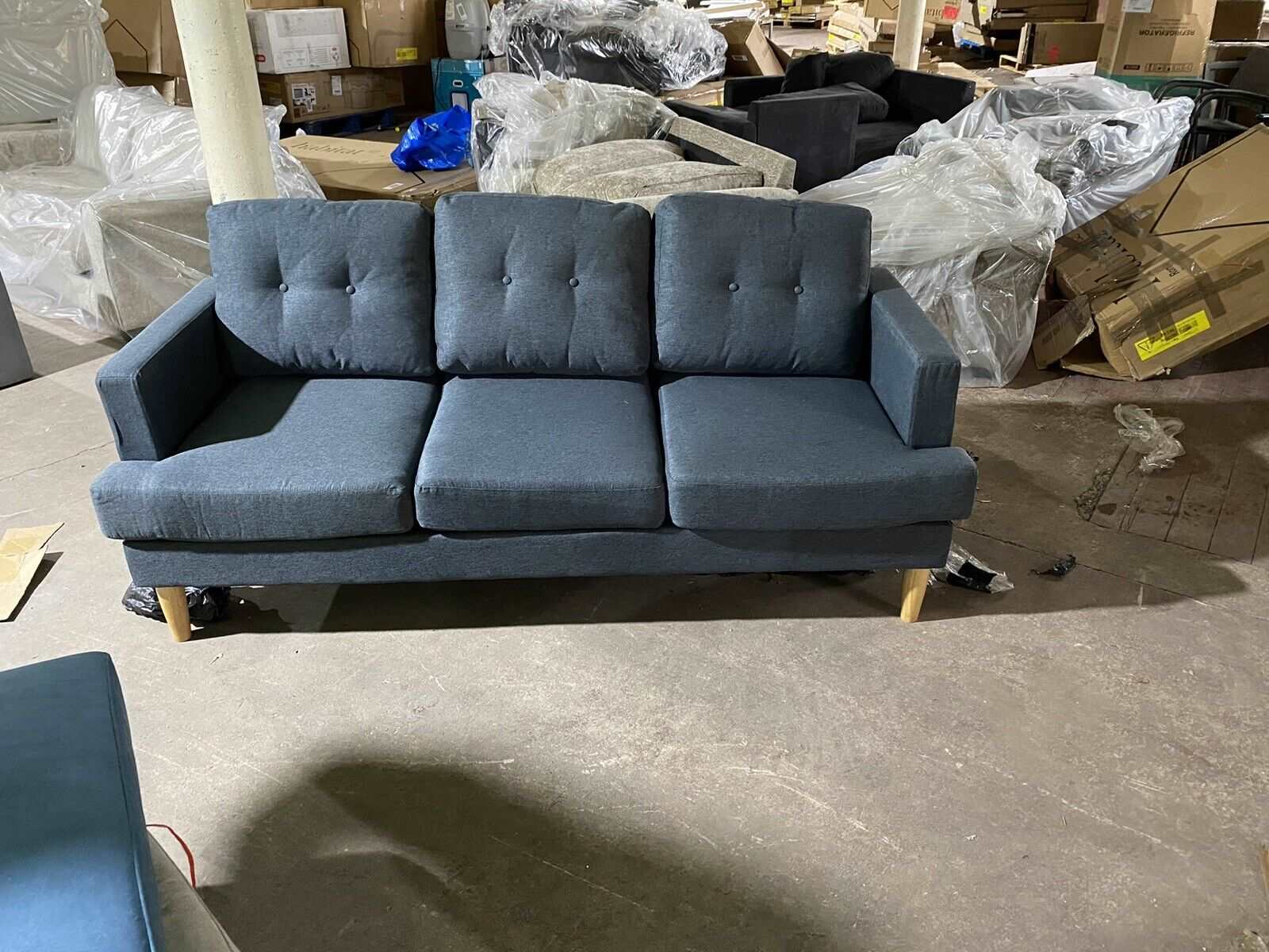 Habitat Joshua 3 Seater Fabric Sofa - Blue