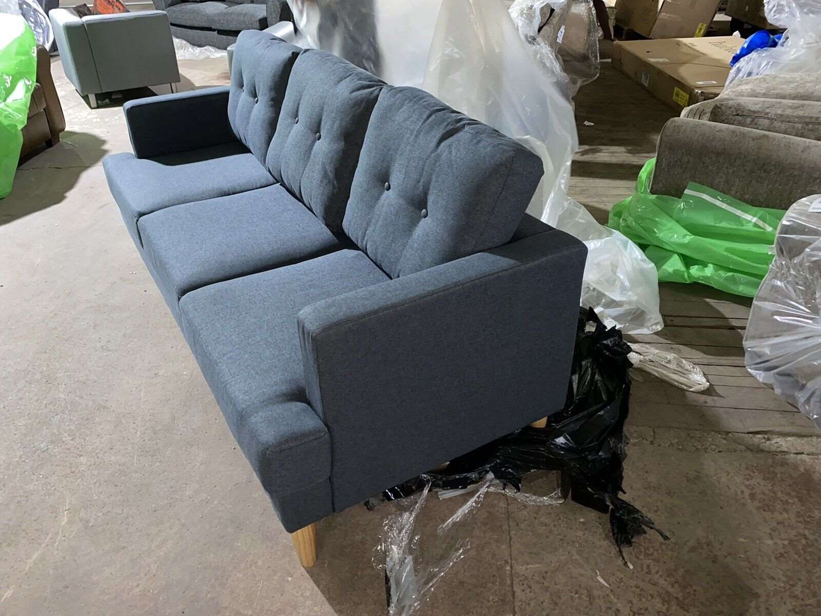 Habitat Joshua 3 Seater Fabric Sofa - Blue