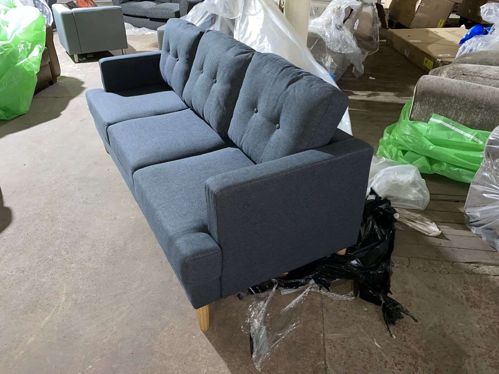 Habitat Joshua 3 Seater Fabric Sofa - Blue