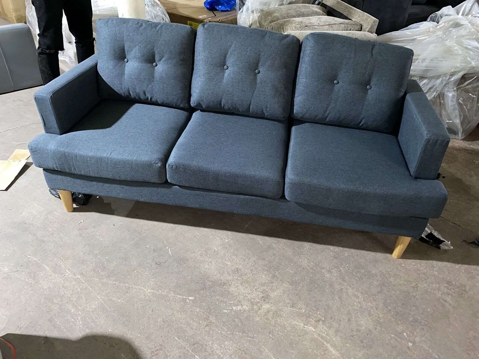 Habitat Joshua 3 Seater Fabric Sofa - Blue