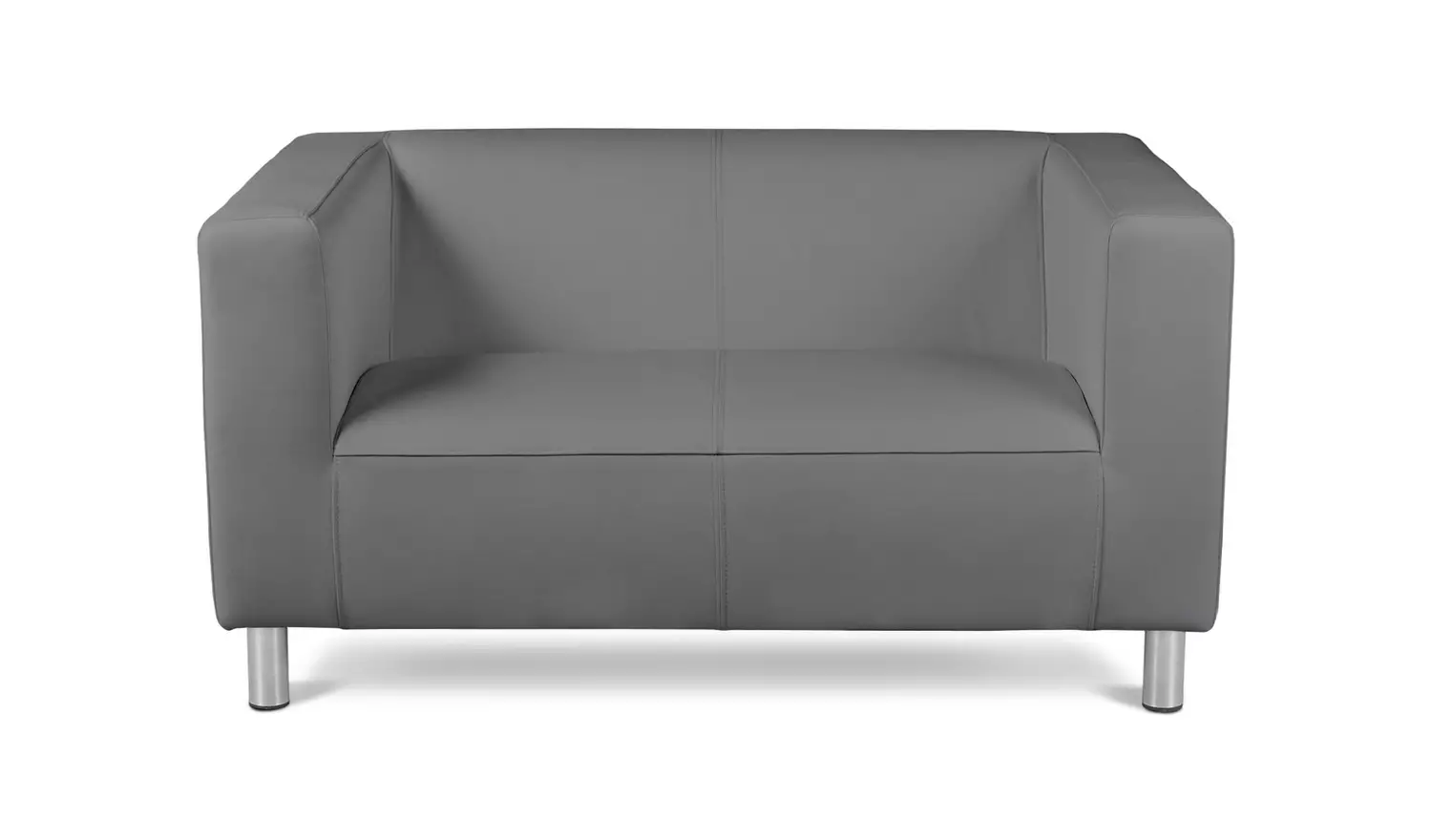 Home Moda Small Faux Leather 2 Seater Sofa Grey