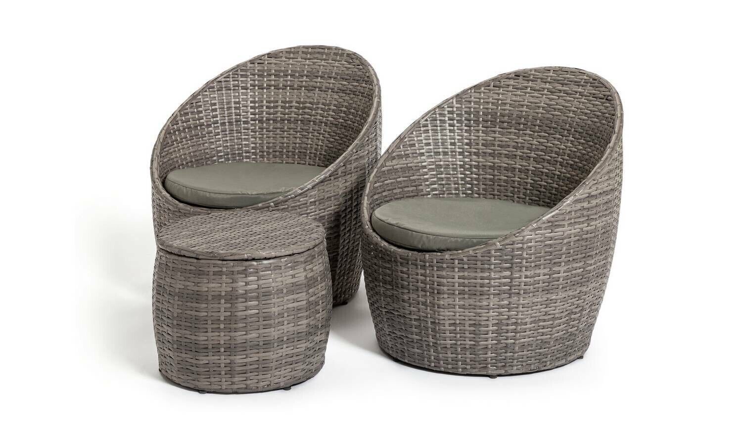 Habitat Seater Wicker Barrel Bistro Set Grey - Main Image
