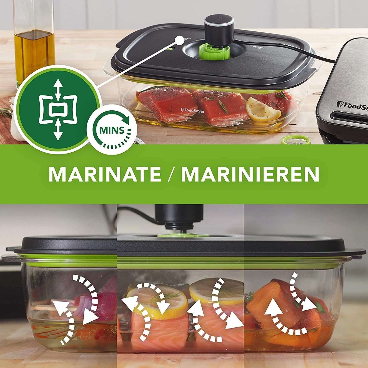 FoodSaver Preserve & Marinate Vacuum Containers | 700 ml, 1.2 L & 1.8 L | Airtig
