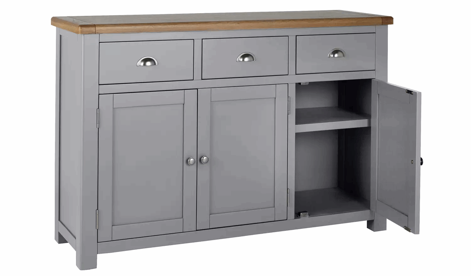 Habitat Kent 3 Door 3 Drawer Sideboard Light Grey