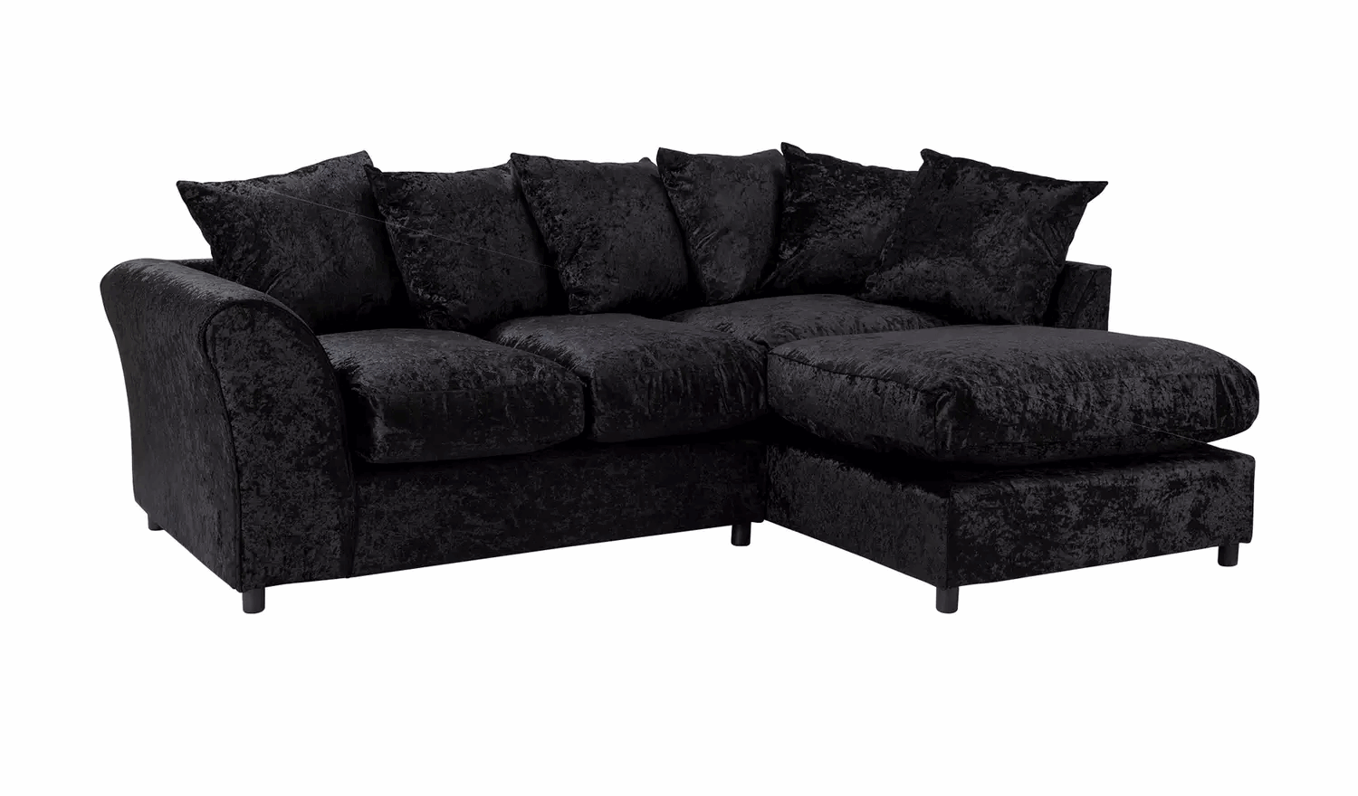 Megan Right Regular Corner Chaise Sofa - Black