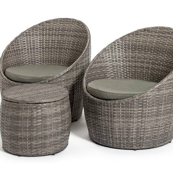 Habitat Seater Wicker Barrel Bistro Set Grey1