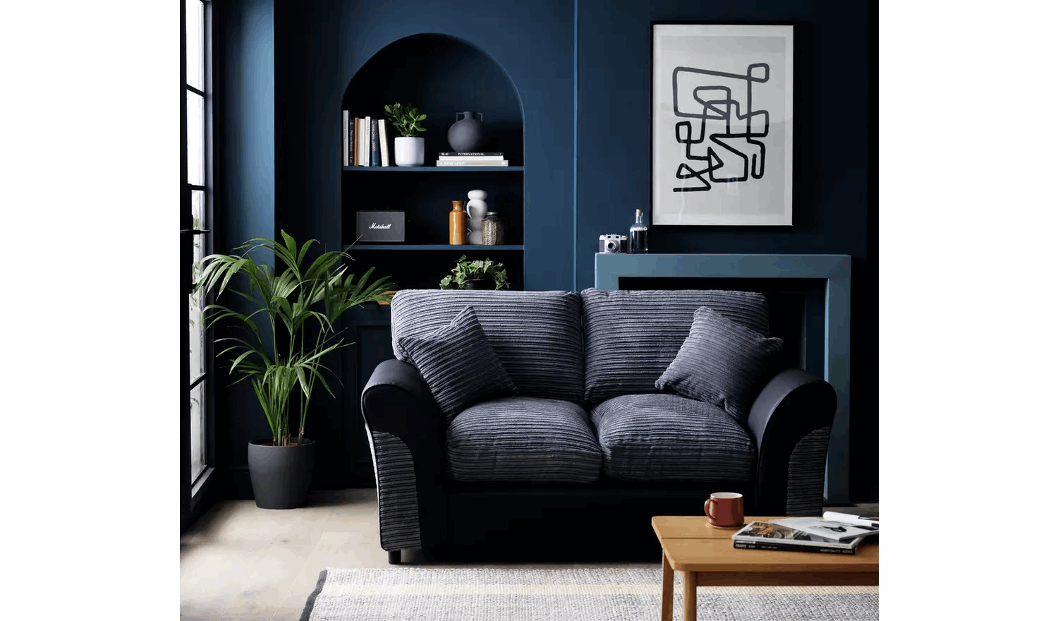 Home Harry 2 Seater Fabric Sofa Charcoal