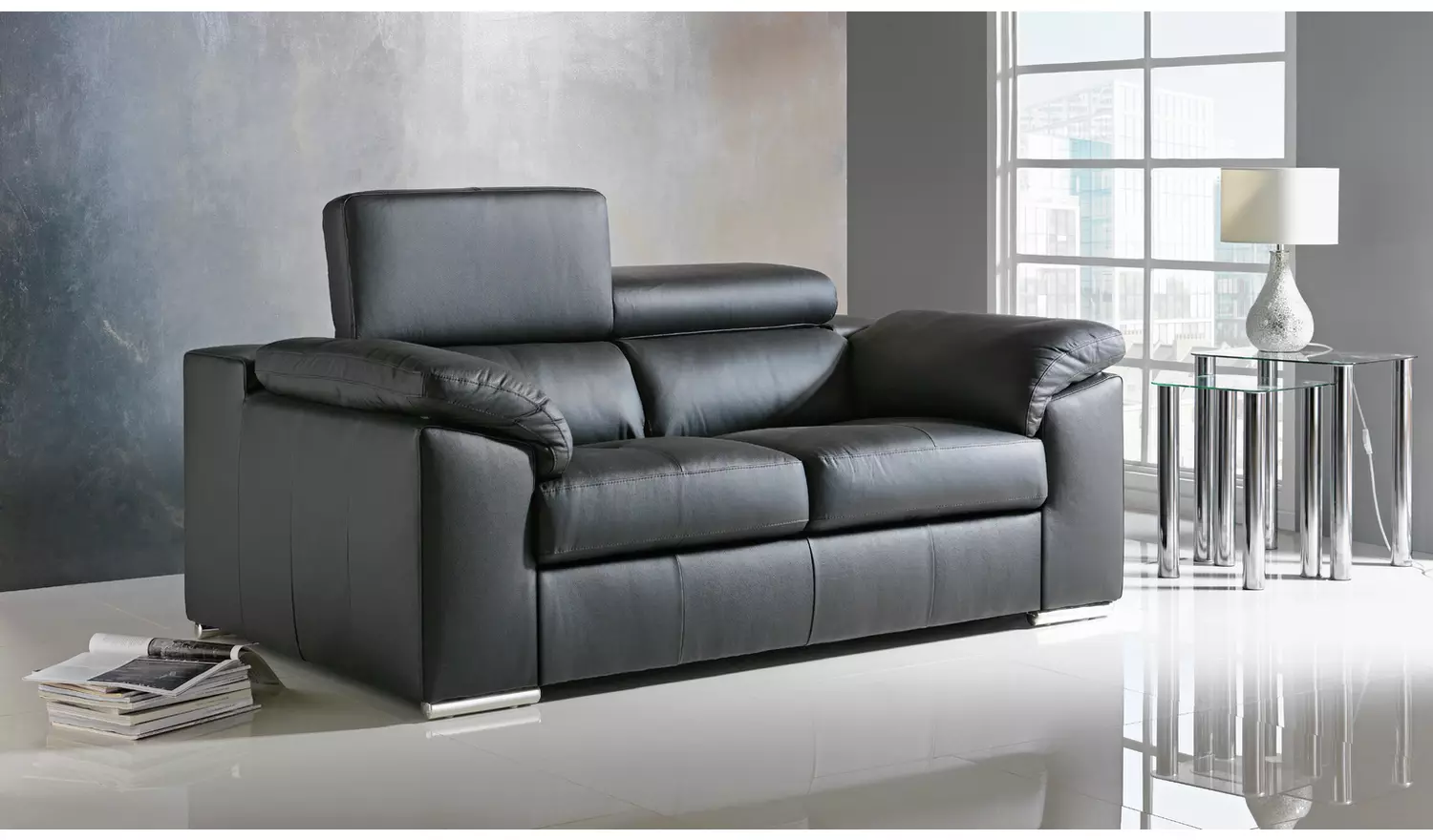 Hygena valencia leather sofa deals