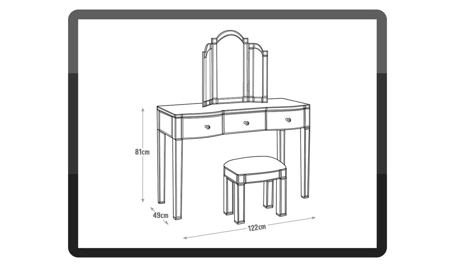 Canzano dressing table online mirror